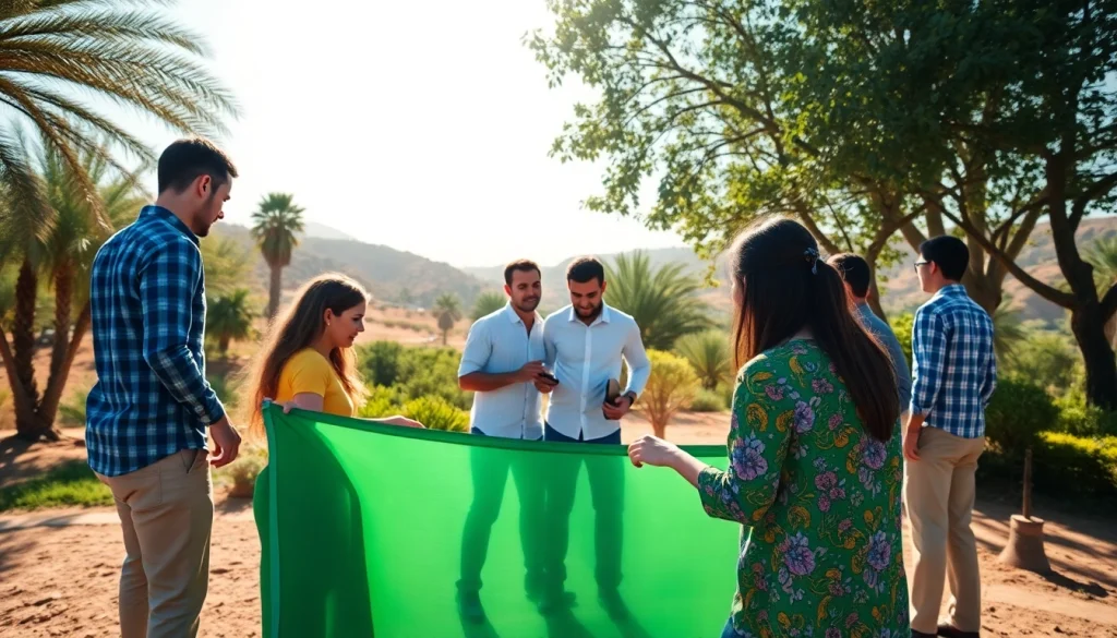 Participating in team building maroc activities in a beautiful outdoor setting.