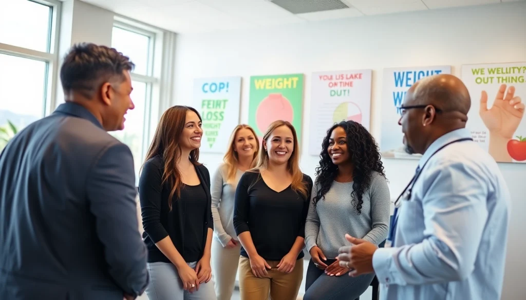 Community consultation at a weight loss clinic las vegas encouraging diverse individuals to achieve health goals.