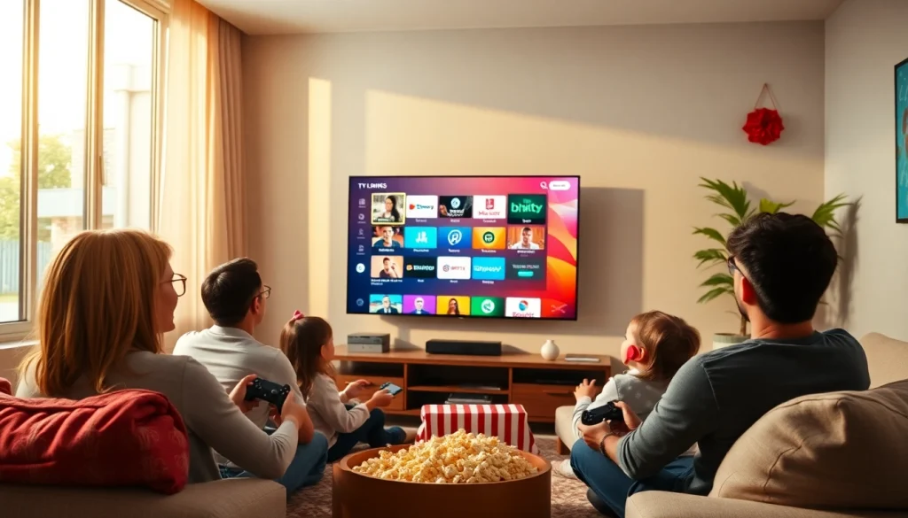 Comprar IPTV en un salón moderno con un televisor inteligente y ambiente acogedor.