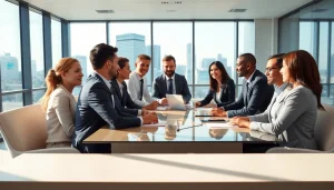Engage with insightful business discussions at https://inbusinessphx.com in a modern office setting.