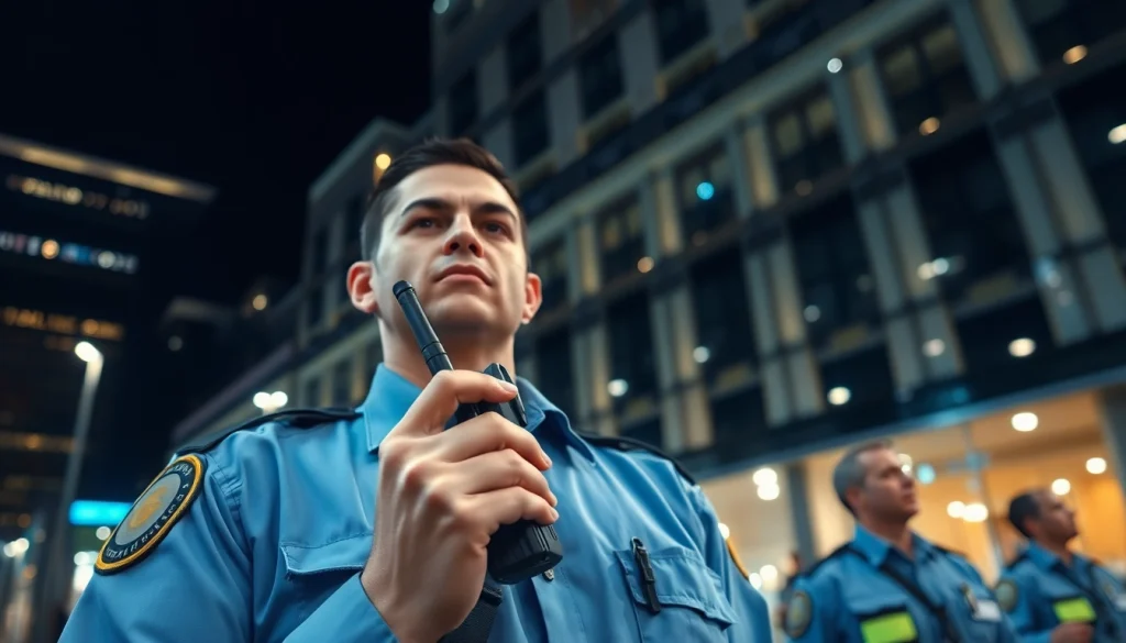 Guard providing Key Holding & Mobile Patrols in a safe urban environment at night.