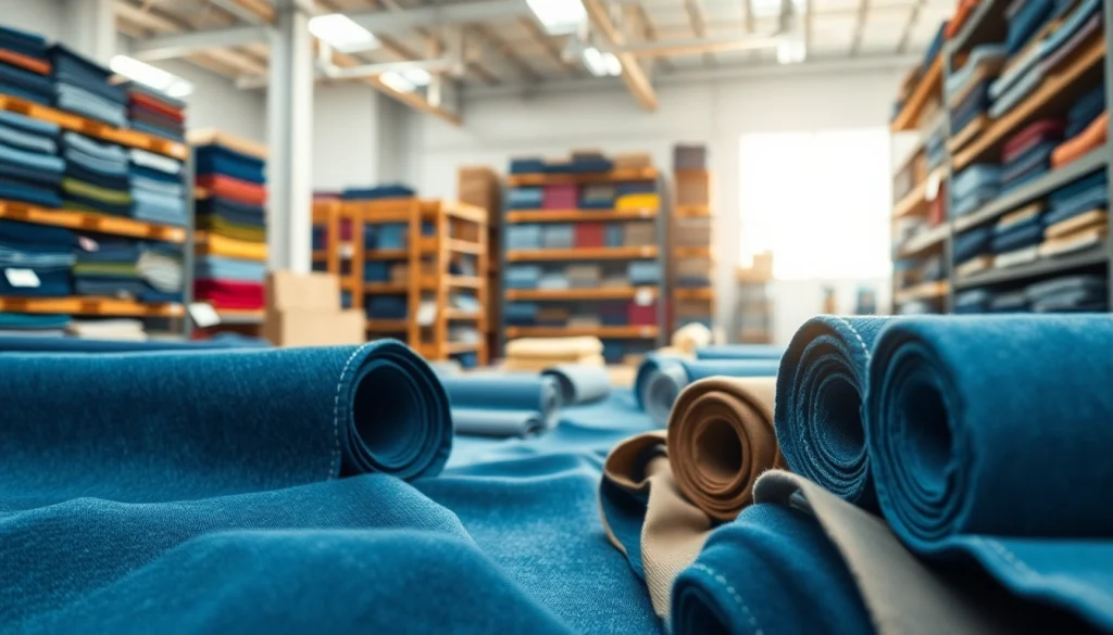 Showcase of diverse options from jeans fabric manufacturers highlighting high-quality denim textures.
