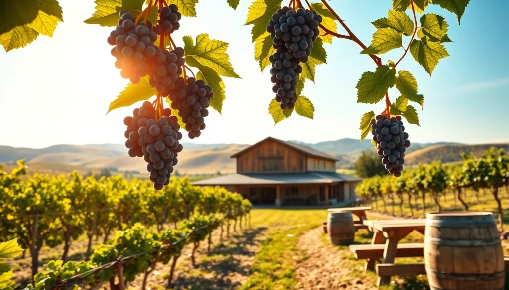 A scenic view of a Winery Sacramento with lush vineyards and charming architecture.