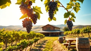 A scenic view of a Winery Sacramento with lush vineyards and charming architecture.