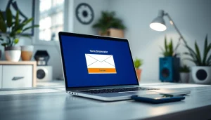 Generate secure temp email addresses easily with this digital illustration of a tech setup.