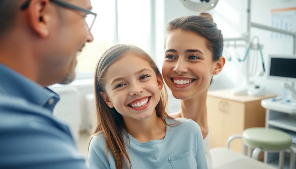 Orthodontist Myrtle Beach helping a young patient smile with braces in a bright dental office.