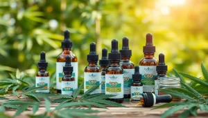 Explore CBD UK products showcased beautifully on a wooden table with natural elements.